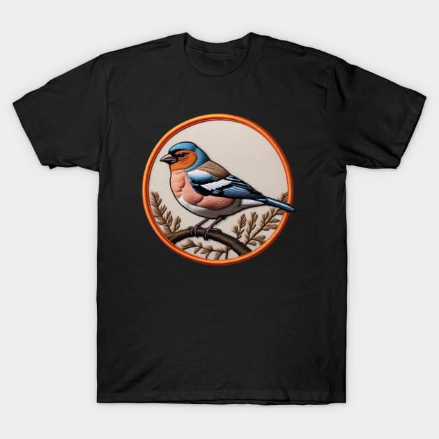 Chaffinch Embroidered Patch T-Shirt by Xie